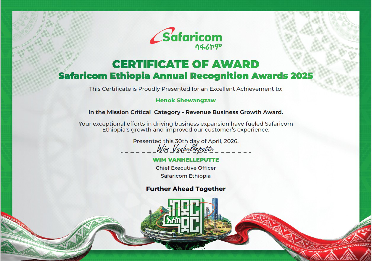Henok Shewangzaw Certificate